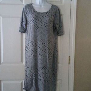Lularoe Julia  gray and black dotted midi dress  Sz XL NWOT